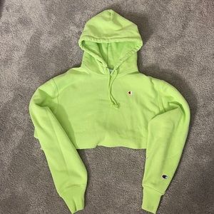 Champion Neon Green Cropped Hoodie